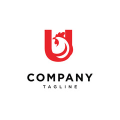 Letter U chicken Rooster logo icon vector template.eps