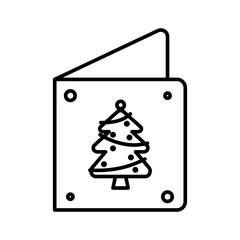 Christmas greeting card linear icon. Thick line pictogram. Isolated outline vector illustration. Editable stroke.