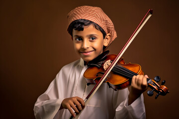 Talented Arab boy plays violin
