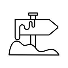 Snowy signboard icon, snowy direction icon, vector illustration isolated on white background in line style.