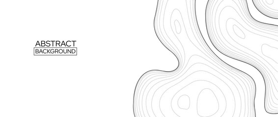 White abstract line background. Topographic contour map concept. Linear terrain outline pattern. Geographic design template wallpaper for poster, banner, print, booklet, leaflet. Vector illustration - obrazy, fototapety, plakaty