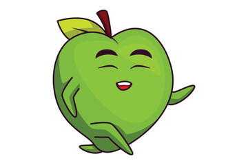 Cute Apple Character Design Illustration