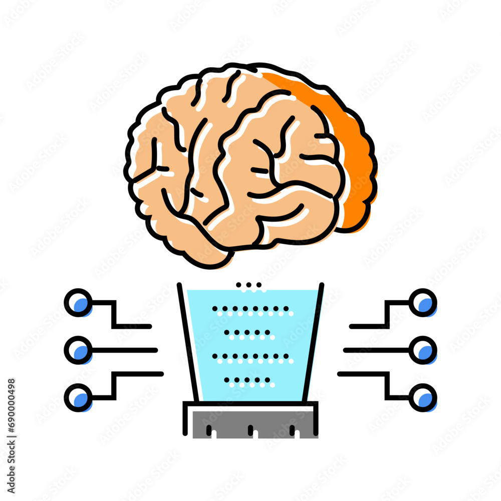 Aufkleber human brain simulation future technology color icon vector. human brain simulation future technology