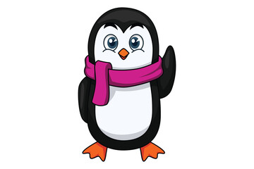 Cute Penguin Character Design Illustration
