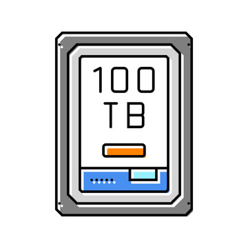 100 terabyte hard drive future technology color icon vector. 100 terabyte hard drive future technology sign. isolated symbol illustration