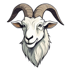 Goat Portrait Sticker, Goat mascot logo illustration, Goat character, generative ai