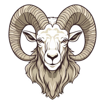 Goat Portrait Sticker, Goat mascot logo illustration, Goat character, generative ai