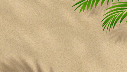 beSand texture background with palm leaves silhouette,Coconut leaf Shadow on Brown Sandy Beach,Vector top view Sand Surface,Backdrop background Wide Horizon Desert dune for Summer Product Presentation