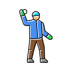 snowball fight winter season color icon vector. snowball fight winter season sign. isolated symbol illustration