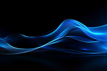 Obraz premium curved blue neon light wave.
