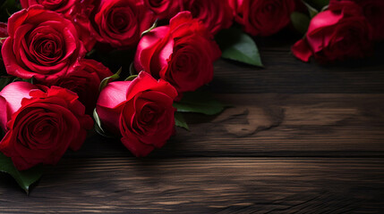 roses set on a wooden floor.