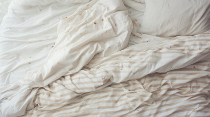 White bedding with dressing gown. Scandinavian style
