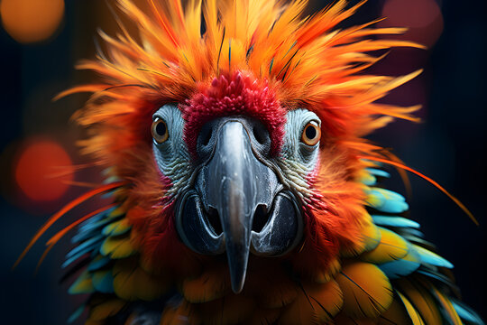 funny studio portrait of parrot wearing sunglasses