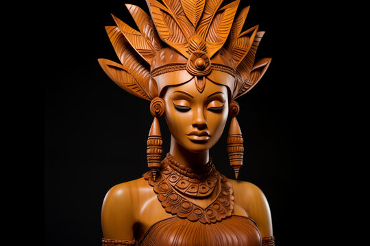 Wood Carving Statue of the Orisha Oshun