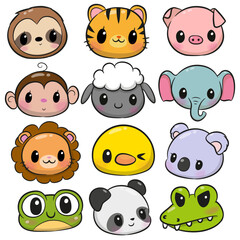 Faces Cute Cartoon Animals