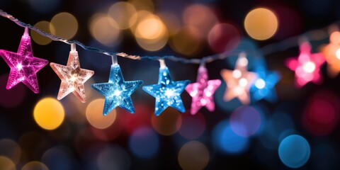 Garland with stars on a blurred background