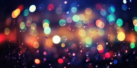 Fotobehang A banner with an abstract background of multicolored bokeh lights © Evon J
