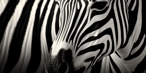 Fototapeta na wymiar Portrait of a zebra on a black background