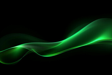 Naklejka premium curved green neon light wave.