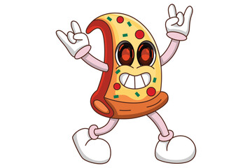 Cute Pizza Character Design Illustration
