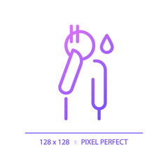 2D pixel perfect gradient shame icon, isolated vector, thin line purple illustration representing psychology.