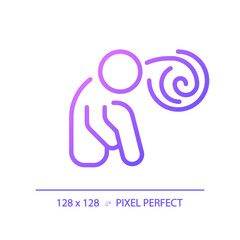 2D pixel perfect gradient anxiety icon, isolated vector, thin line purple illustration representing psychology.