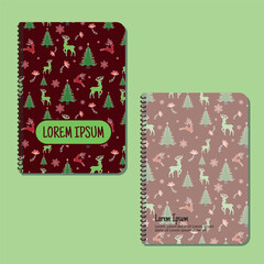 Cover page templates. christmas pattern layouts. Applicable for notebooks and journals, planners, brochures, books, catalogs etc. Repeat patterns and masks used, able to resize.