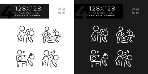 2D pixel perfect light and dark icons set representing psychology, editable thin line illustration.