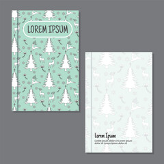 Cover page templates. christmas pattern layouts. Applicable for notebooks and journals, planners, brochures, books, catalogs etc. Repeat patterns and masks used, able to resize.