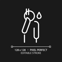 2D pixel perfect editable white shame icon, isolated simple vector, thin line illustration representing psychology.