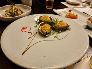 Grilled Butter Abalone on a Plate