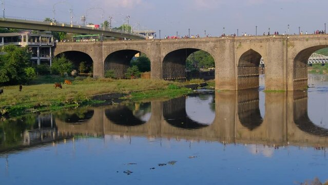 30 November 2023, Chhatrapati Shivaji bridge Built in 1924, this Heritage bridge built during the British rule by Raobahadur Ganpatrao Mahadeo Kenjale, Pune, Maharashtra, India.