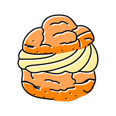 vanilla cream puff food snack color icon vector. vanilla cream puff food snack sign. isolated symbol illustration
