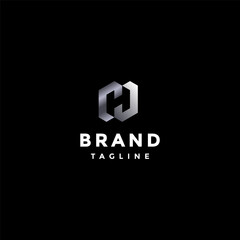 Fototapeta premium Geometry Shape With H Letter Inside Design. Geometry Initial Letter CHJ Logo Design.