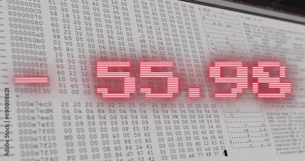 Poster animation of financial data processing over screen