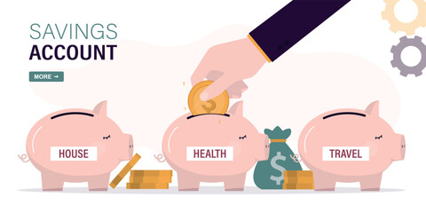 Piggy banks, reliable protection of savings. Savings for various needs - travel, health, car. The savings account is divided into several parts. Pension fund. Money management.
