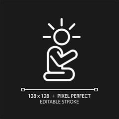 2D pixel perfect editable white relief icon, isolated simple vector, thin line illustration representing psychology.