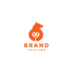 Bear Holding Coffee Beans Logo Design. Bear Carrying Coffee Beans Logo Design.