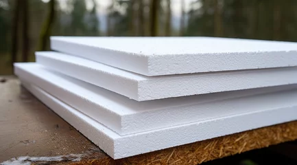 Foto op Canvas Sheets of expanded polystyrene for house thermal insulation during constructions © kardaska