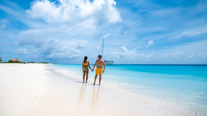 Klein Curacao Island with Tropical white beach at the Caribbean island Curacao Caribbean, a couple...