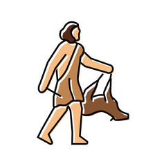 hunting gathering human evolution color icon vector. hunting gathering human evolution sign. isolated symbol illustration