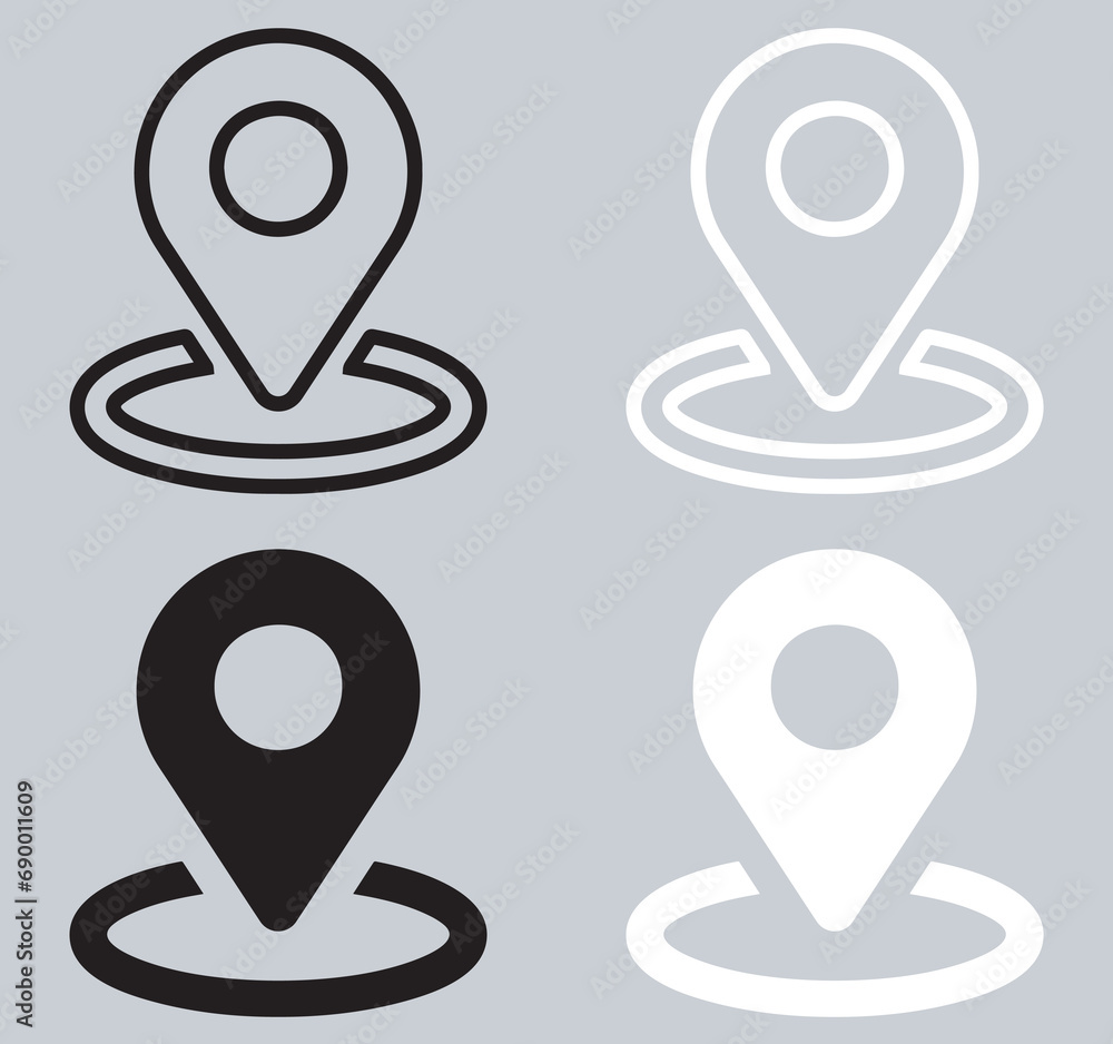 Poster set of location icon. pin icon sign symbol in trendy flat style. pointer vector icon illustration is