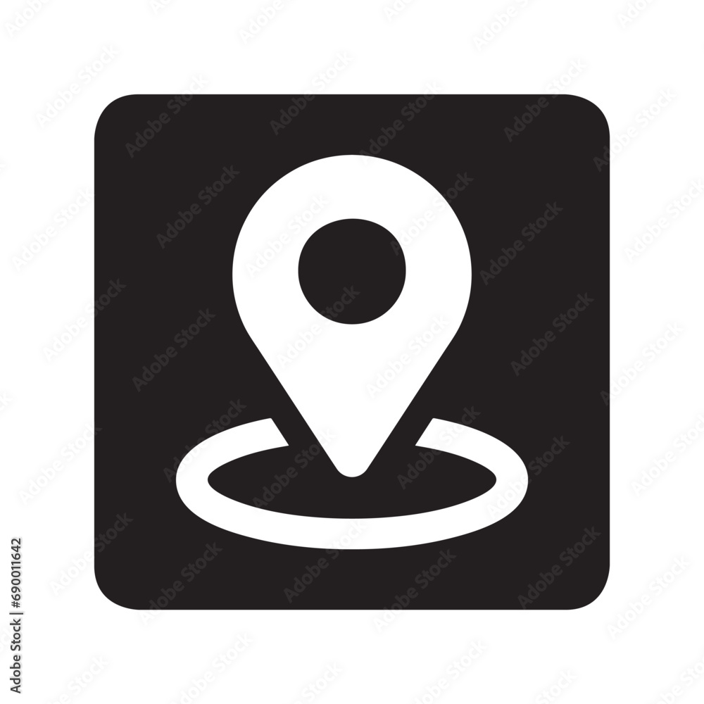 Poster location icon vector. pin icon logo design. pointer symbol in square isolated on white background