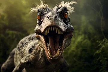 Foto auf Leinwand roaring dinosaur in the forest © sam