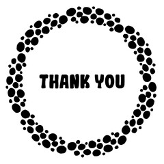 Abstract thank you card template. Hand drawn dots doodle elements isolated on white cover in circle form.