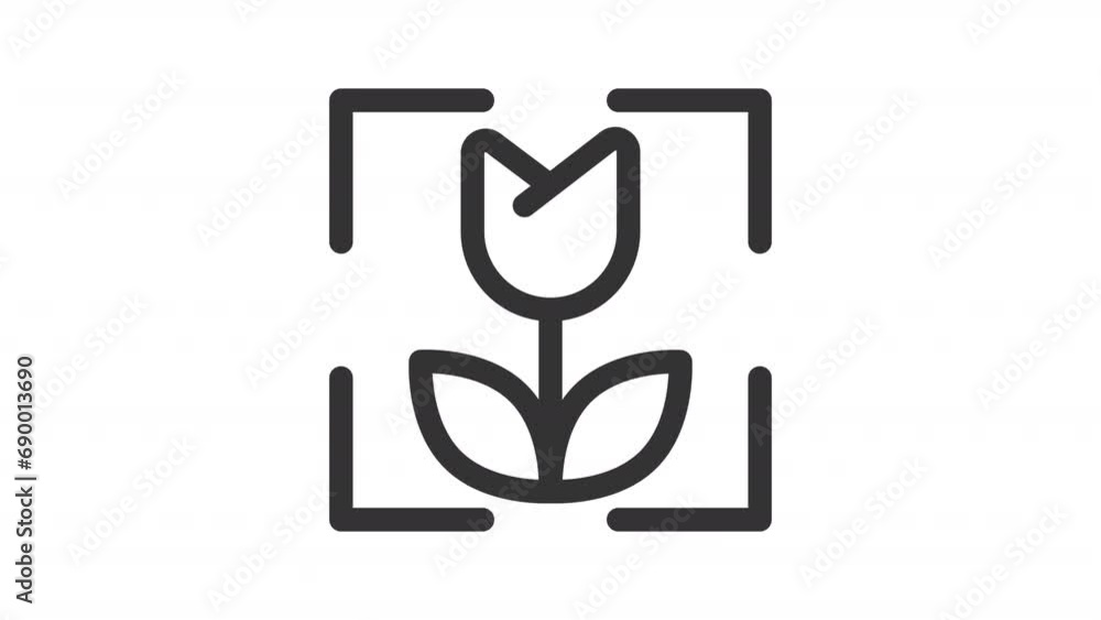 Poster 2d black simple thin line animation of focus, hd video with transparent background, seamless loop 4k