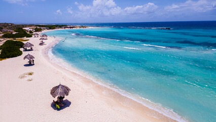 Baby Beach Aruba Island Caribbean, white beach with blue turqouse colored ocean at the Dutch...