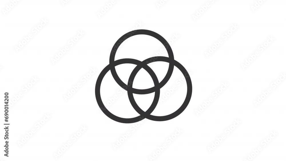 Poster 2d black simple thin line animation of color palette, hd video with transparent background, seamless