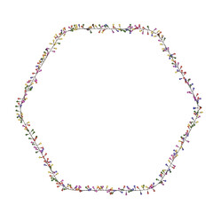 A transparent backdrop showcasing hexagonal string lights; bulbs shine in vibrant hues with sparkles. Apt for Xmas, New Year, wedding, or birthday decor. Party event enhancement. PNG