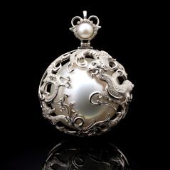 Silver fashion pendant isolated on black background